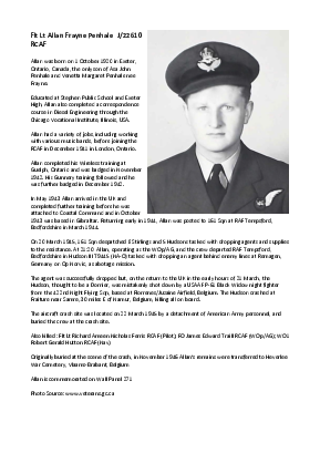 A preview of a PDF biography for Penhale, Allan Frayne